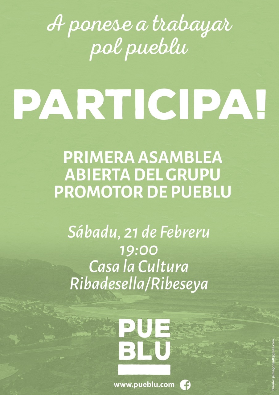 Cartel primera asamblea pública de Pueblu